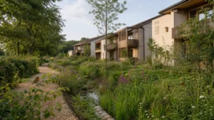 végétation devant immeubles
